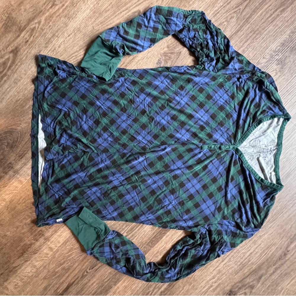 Little Sleepies emerald plaid Christmas women’s shirt